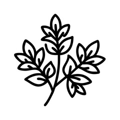 fresh herbs icon, vegan day line art, vegan day icon - simple black line art icon of fresh herbs, for vegan day celebrations. vegan day vector art.