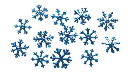 Fototapeta premium Blue snowflakes on a transparent background. isolated background.