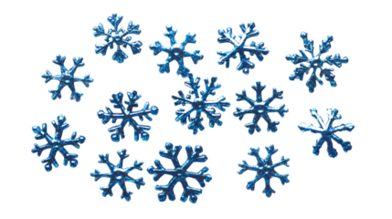 Blue snowflakes on a transparent background. isolated background.