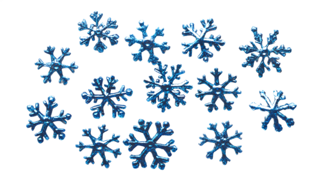 Blue snowflakes on a transparent background. isolated background.