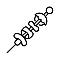 vegan bbq skewer icon, vegan day line art, vegan day icon - simple black line art icon of vegan bbq skewer, for vegan day celebrations. vegan day vector art.