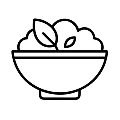 vegan meal bowl icon, vegan day line art, vegan day icon - simple black line art icon of vegan meal bowl, for vegan day celebrations. vegan day vector art.