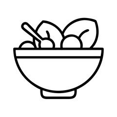 vegan meal bowl icon, vegan day line art, vegan day icon - simple black line art icon of vegan meal bowl, for vegan day celebrations. vegan day vector art.