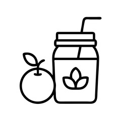 vegan smoothie icon, vegan day line art, vegan day icon - simple black line art icon of vegan smoothie, for vegan day celebrations. vegan day vector art.