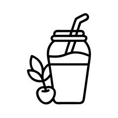 vegan smoothie icon, vegan day line art, vegan day icon - simple black line art icon of vegan smoothie, for vegan day celebrations. vegan day vector art.