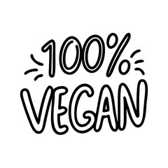  100 vegan text icon, vegan day line art, vegan day icon - simple black line art icon of 100 vegan text, for vegan day celebrations. vegan day vector art.