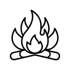 bonfire flames icon, bonfire night line art, bonfire night icon - simple black line art icon of bonfire flames, for bonfire night celebrations. bonfire night vector art.
