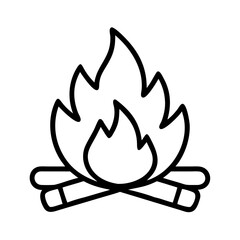 bonfire flames icon, bonfire night line art, bonfire night icon - simple black line art icon of bonfire flames, for bonfire night celebrations. bonfire night vector art.