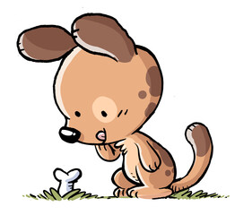 Small dog with bone