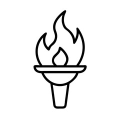 burning torch icon, bonfire night line art, bonfire night icon - simple black line art icon of burning torch, for bonfire night celebrations. bonfire night vector art.