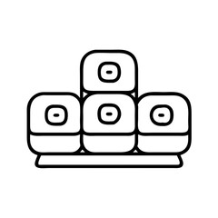 hay bale seating icon, bonfire night line art, bonfire night icon - simple black line art icon of hay bale seating, for bonfire night celebrations. bonfire night vector art.