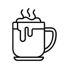 hot chocolate mug icon, bonfire night line art, bonfire night icon - simple black line art icon of hot chocolate mug, for bonfire night celebrations. bonfire night vector art.