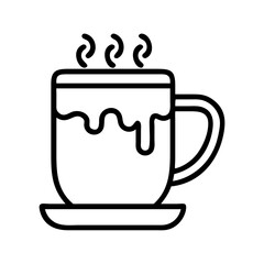 hot chocolate mug icon, bonfire night line art, bonfire night icon - simple black line art icon of hot chocolate mug, for bonfire night celebrations. bonfire night vector art.
