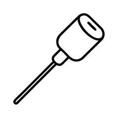 marshmallow on a stick icon, bonfire night line art, bonfire night icon - simple black line art icon of marshmallow on a stick, for bonfire night celebrations. bonfire night vector art.