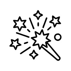 popping fireworks icon, bonfire night line art, bonfire night icon - simple black line art icon of popping fireworks, for bonfire night celebrations. bonfire night vector art.