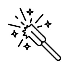 sparkler icon, bonfire night line art, bonfire night icon - simple black line art icon of sparkler, for bonfire night celebrations. bonfire night vector art.