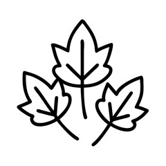 autumn leaves icon, thanksgiving line art, thanksgiving icon - simple black line art icon of autumn leaves, for thanksgiving celebrations. thanksgiving vector art.