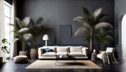 Obraz premium Defocused Minimalist Living Space in Dark Palette