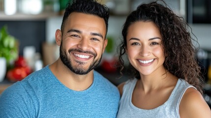 Cheerful Young Couple Embracing and Smiling Happily in Leisure Setting Spending Time Together Expressing Love and Friendship