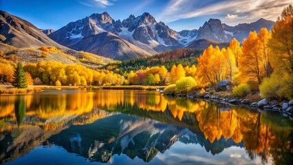 Fototapeta premium Eastern Sierra Autumn Colors: Breathtaking Landscapes & Golden Aspens