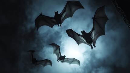 Fototapeta premium scary bats flying at night