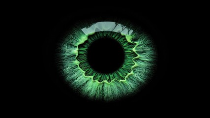 сlose up green iris on black background  macro  photography