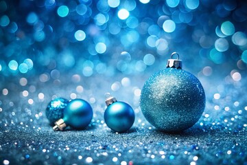 Elegant Blue Glitter Christmas Background, Festive Holiday Design, Flat Lay, Top View, Copy Space, High Depth of Field