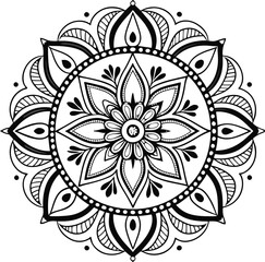 Black and white mandala vector for coloring,mandala in bianco e nero vettoriale da colorare