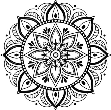 Black and white mandala vector for coloring,mandala in bianco e nero vettoriale da colorare