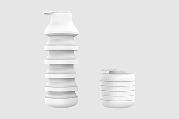 Obraz premium Sports Bottle Water Reusable Silicone Collapsible Water Bottles. 3d illustration