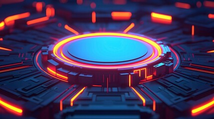 Fototapeta premium Futuristic Abstract Design with Bright Neon Lights