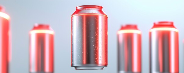 Floating Silver Cans with Red Glow Effect