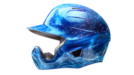 Blue vibrant baseball helmet on a transparent background. isolated background.