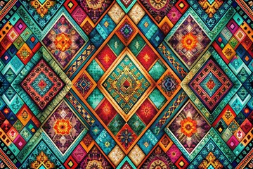 Elegant Rhombus Pattern Background in Double Exposure Style with Geometric Shapes and Rich Textures for Modern Design and Creative Applications, Perfect for Print and Digital Use