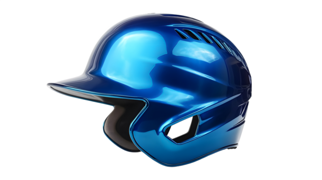 Blue vibrant baseball helmet on a transparent background. isolated background.