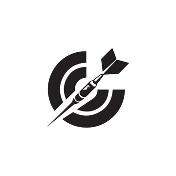 recommend clip art: Vintage style throwing dart in vector silhouette