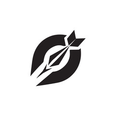 Vintage style throwing dart in vector silhouette