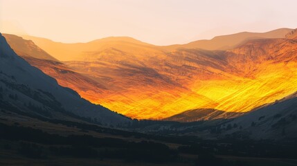 Sunset over majestic mountains nature landscape scenic view tranquil environment aesthetic harmony