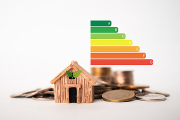 For house energy efficiency, eco home renovation save cost. Low consumption ecological house,...