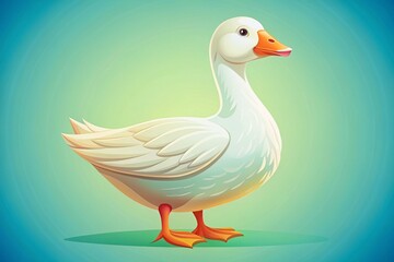 Flat Style White Goose Illustration, Cute Bird Design, Simple Goose Drawing,  High-Resolution Bird Image,  Whimsical Goose Artwork