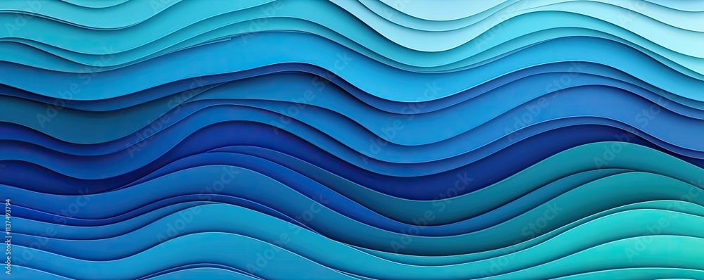 Aufkleber Wave abstract background concept. Abstract wavy layers in shades of blue creating a soothing paper texture effect.