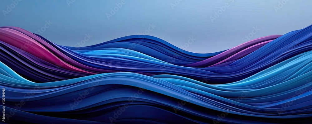 Poster Wave abstract background concept. Abstract waves in shades of blue and purple, creating a serene and dynamic visual effect.