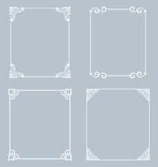 Set of decorative frames Elegant vector element for design in Eastern style, place for text. Floral gray and white borders. Lace illustration for invitations and greeting cards