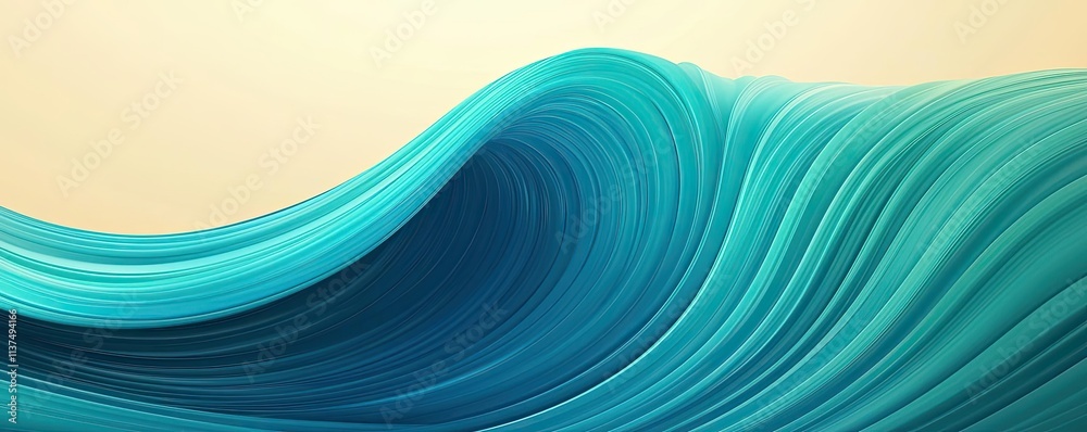 Poster Wave abstract background concept. Stylized wave with vibrant turquoise colors and smooth flowing lines.