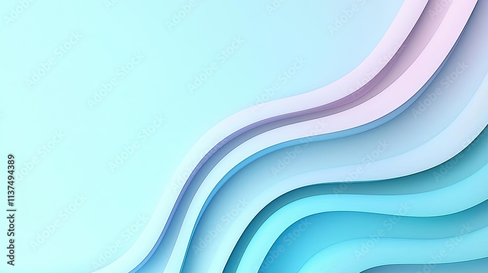 Poster Wave abstract background concept. Soft wavy lines in pastel colors create a soothing abstract background design.