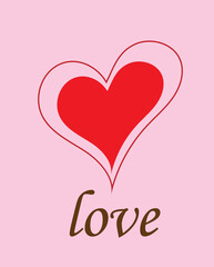 love heart on a pink background