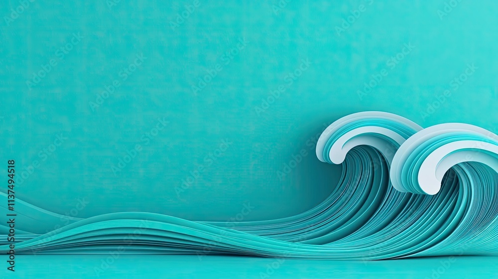 Aufkleber Wave abstract background concept. Abstract wave design in turquoise color, representing movement and nature's beauty.
