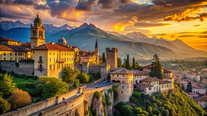 Obraz premium Forte di Rivoli Veronese: High-Resolution Panoramic Photo, Italian Fortress, Military Architecture, Historical Landmark, Aerial View, Deep Depth of Field, Stunning Scenery, Veronese Fortress