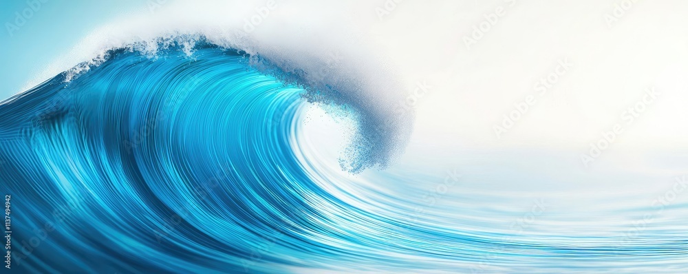 Poster wave abstract background concept. a stunning ocean wave cresting in vibrant blue tones under a clear