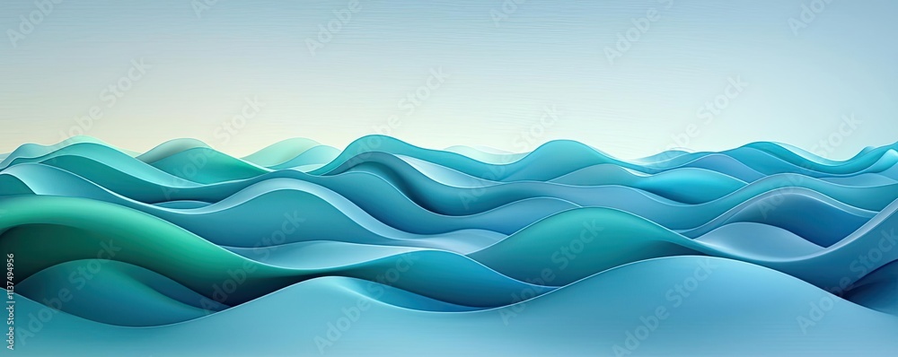 Poster wave abstract background concept. abstract waves in shades of blue create a serene and calming atmos